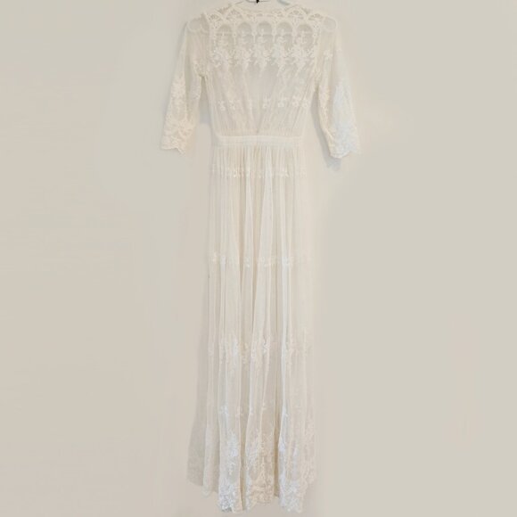 Spell & the Gypsy Bride Canyon Moon Mesh Duster Kimono Cape Robe White XS b199 - Picture 4 of 16